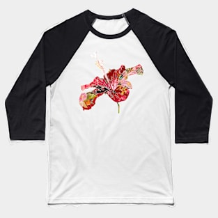 PixDezines Hibicus, red collage Baseball T-Shirt